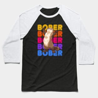 Funny Polish Internet Meme Bobr Bober Kurwa Colorful Text Art Baseball T-Shirt